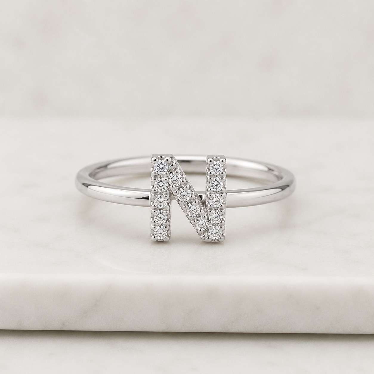 Custom Duo Initial Ring, Diamond Letter Rings, Simple Initial Ring, Couple Rings, Mothers Ring, Personalized Jewelry, Anniversary Gift