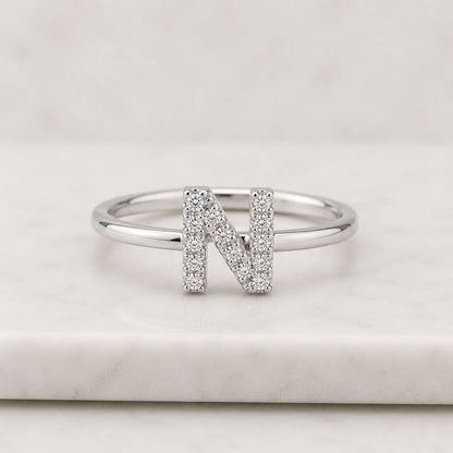 Custom Duo Initial Ring, Diamond Letter Rings, Simple Initial Ring, Couple Rings, Mothers Ring, Personalized Jewelry, Anniversary Gift