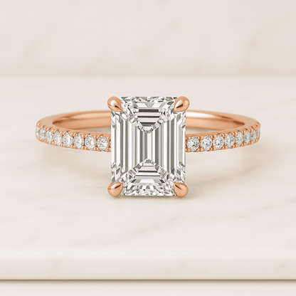 9K14K18K Solid Gold Emerald Cut Moissanite Engagement Ring