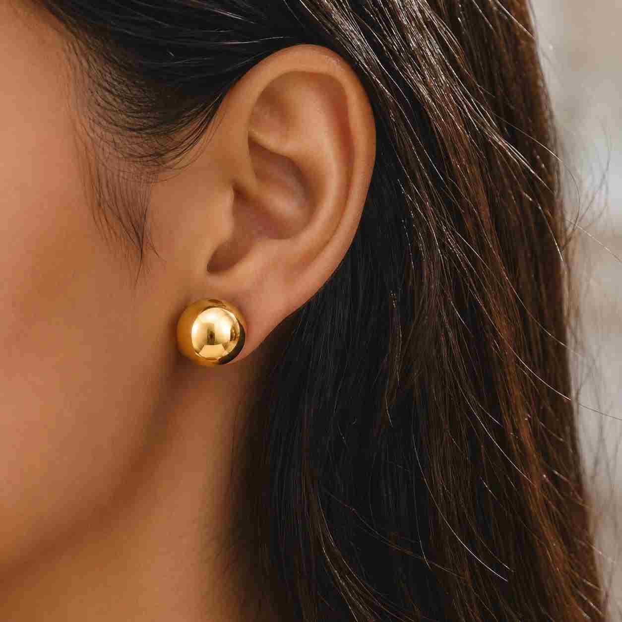 9k real gold ball stud earrings, mini studs, 100% recycled gold, 9ct gold ball studs, tiny studs, 3mm, 4mm, 5mm, 6mm, hypoallergenic
