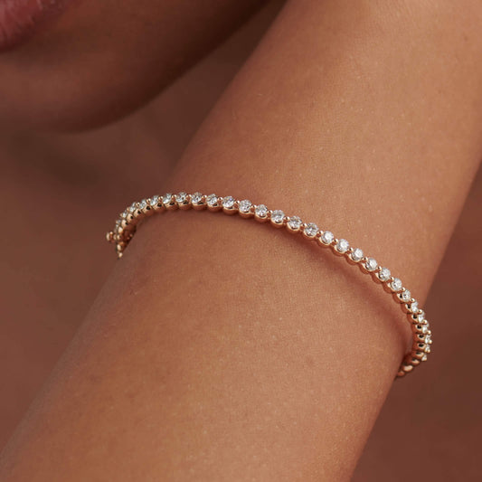 Diamond Beaded Oval Bangle