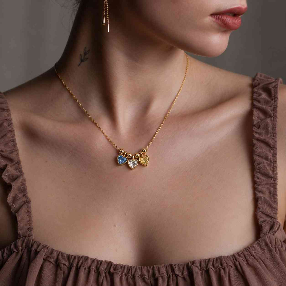 alessandra bettini 0.50 ctw heart cut lab grown diamond necklace, five stone necklace, wedding jewelry, 925 silver, 10k 14k 18k gold
