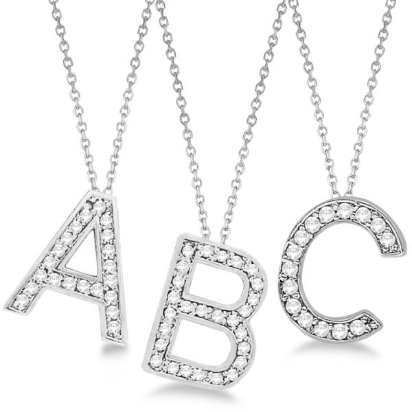 A Custom Tilted Diamond Block Letter Initial Necklace