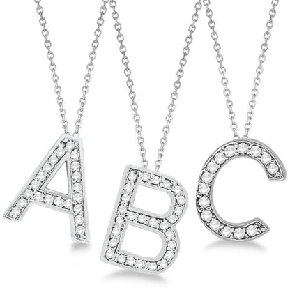A Custom Tilted Diamond Block Letter Initial Necklace