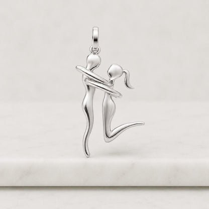 Abstract Embracing Couple Pendant 925 Sterling Silver 14K Gold Vermeil Love Necklace Artistic Modern Jewelry