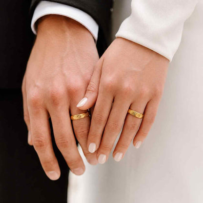 Actual Fingerprint Rings, Personalized Wedding Bands, Couple Gold Wedding Ring, Titanium Rings Set
