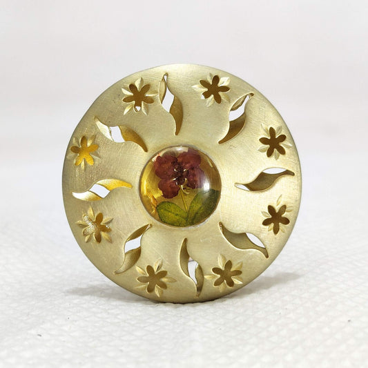 Adjustable Baby's Breath Real Flower Ring, Handmade Pressed Flower Resin Ring