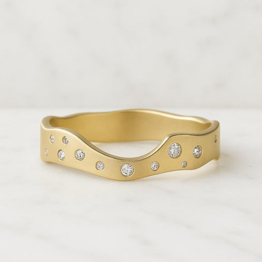 Adjustable Diamond Engagement Ring 14K White Gold Statement Ring