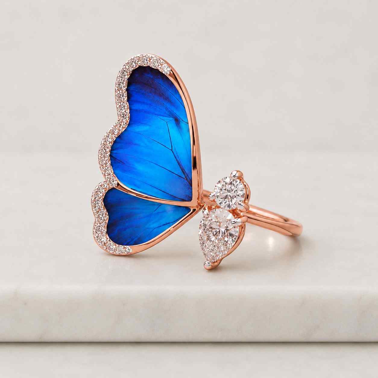 Adjustable Resin Butterfly Ring, Cute Butterfly Wings Rings, Whimsical Nature-Inspired Jewelry, Handmade Gift for her
