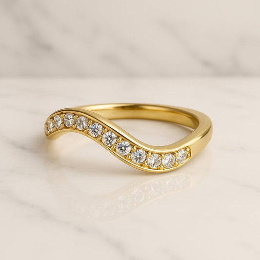 All Lab Grown Diamond Half Eternity Band Pear & Round Diamond Wedding Band Real Lab Diamond Ring for Anniversary Gifts Pear Stackable Ring
