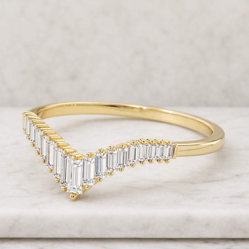 Alternating Round Baguette Wedding Stack Ring 