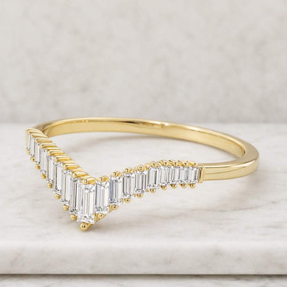 Alternating Round Baguette Wedding Stack Ring 