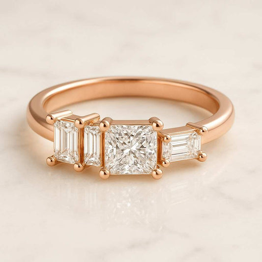 Alternative Diamond Bridal Band 14K Solid Gold Band