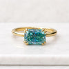 Radiant Cut Teal Moissanite Solitaire Ring