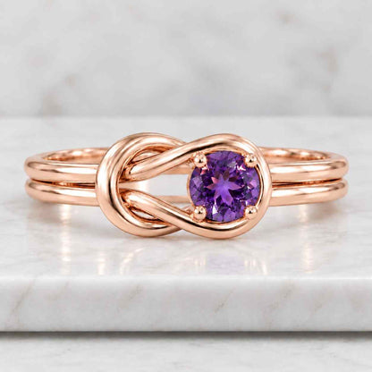 Amethyst ring vintage hexagon cut Amethyst engagement ring 14k rose gold leaf ring twisted wedding ring women February birthstone ring gift
