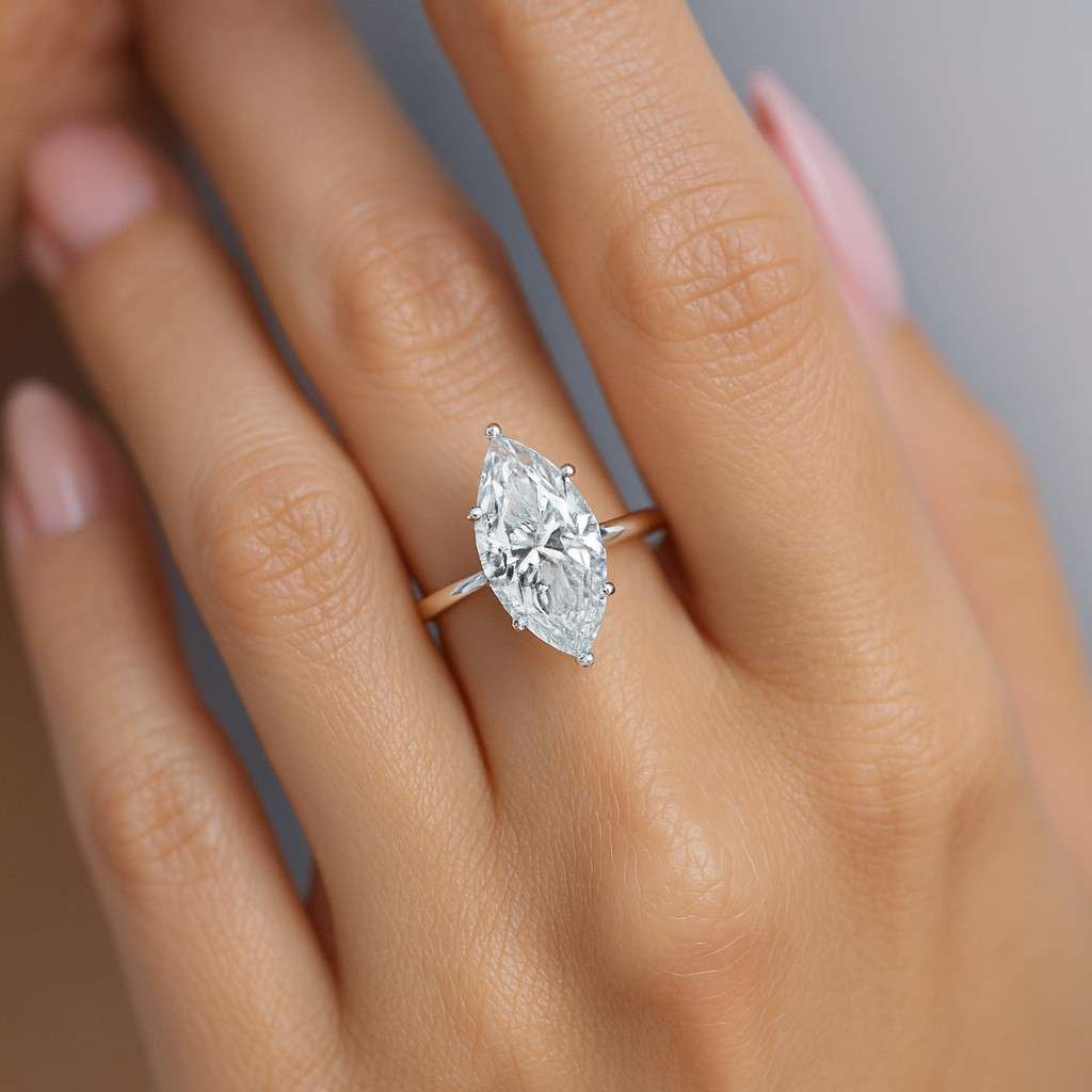 Marquise Lab Grown Diamond Engagement Ring Real Lab Diamond Solitaire Ring