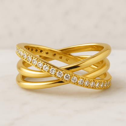 Anniversary Gift Big Diamond Ring Solid Yellow Rose White Gold