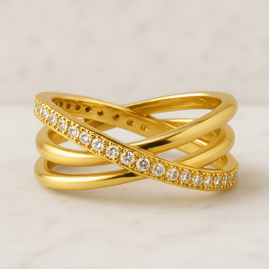 Anniversary Gift Big Diamond Ring Solid Yellow Rose White Gold