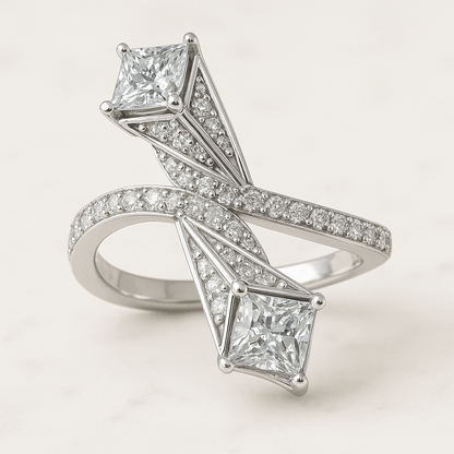 Anniversary Gift Pave Setting Wedding Ring Yellow Rose White Gold