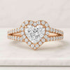 Heart Cut Halo Lab Made Split Shank Pave Engagement Ring In 18K
