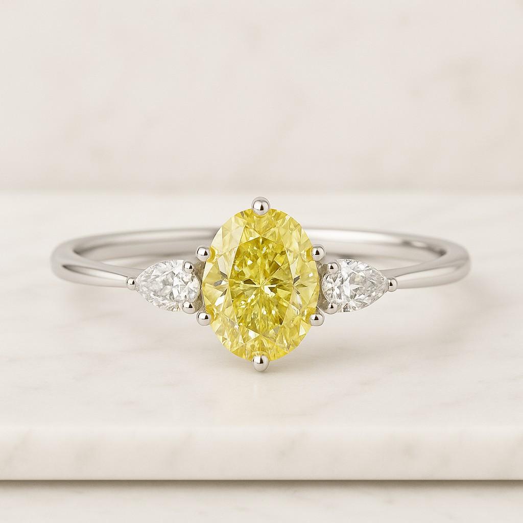 anniversary gift ring 14k solid gold yellow lab grown wedding ring 14k white gold statement engagement ring