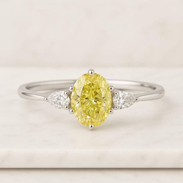 Anniversary Gift Ring 14K Solid Gold Yellow Lab Grown Wedding Ring 14K White Gold Statement Engagement Ring