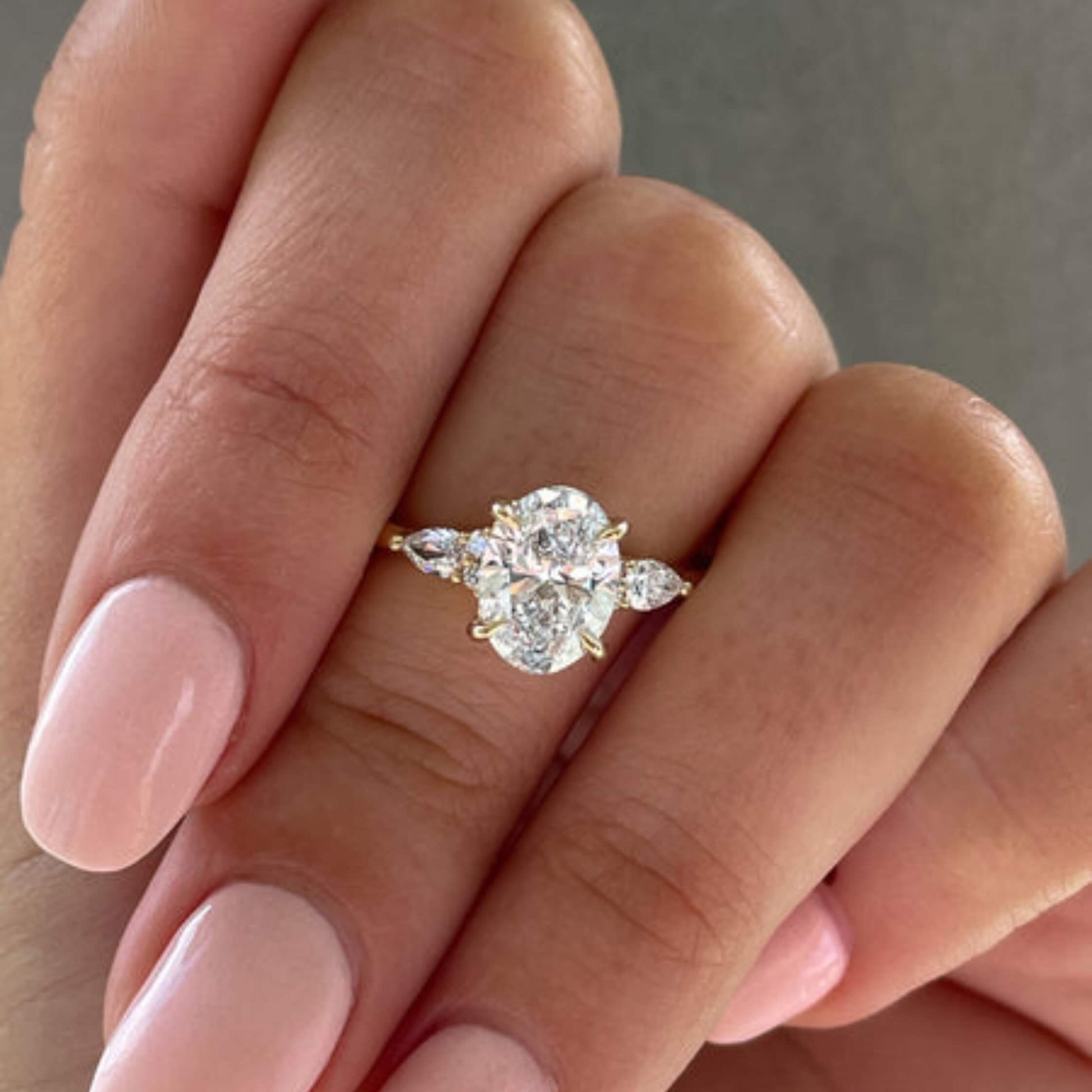 Anniversary Gift Ring, Bridal Ring, Daily Ring Three Stone Oval Moissanite Engagement Ring