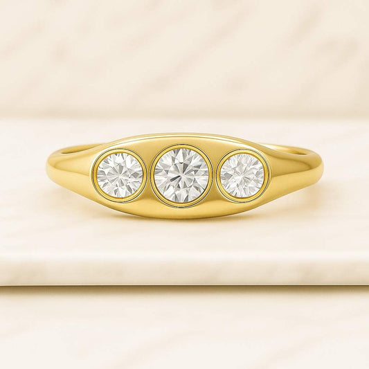 Anniversary Gift Ring for Her Round Cut Lab Grown Diamond Wedding Band