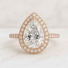 0.50-2.00 CT Pear Cut Halo Diamond Ring Pave Set Half Eternity Ring For Her
