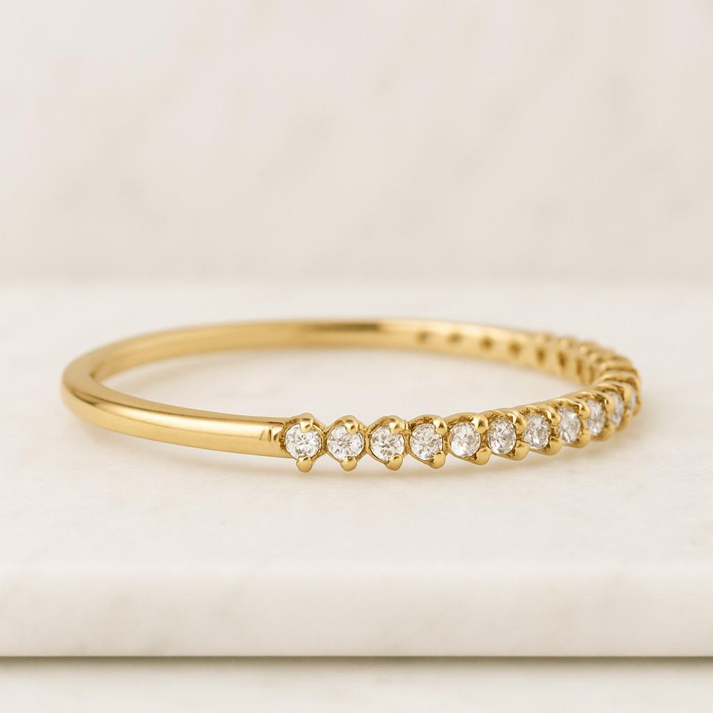 Anniversary Promise Ring Round Cut Colorless Moissanite Engagement Band Curved Two Row Band