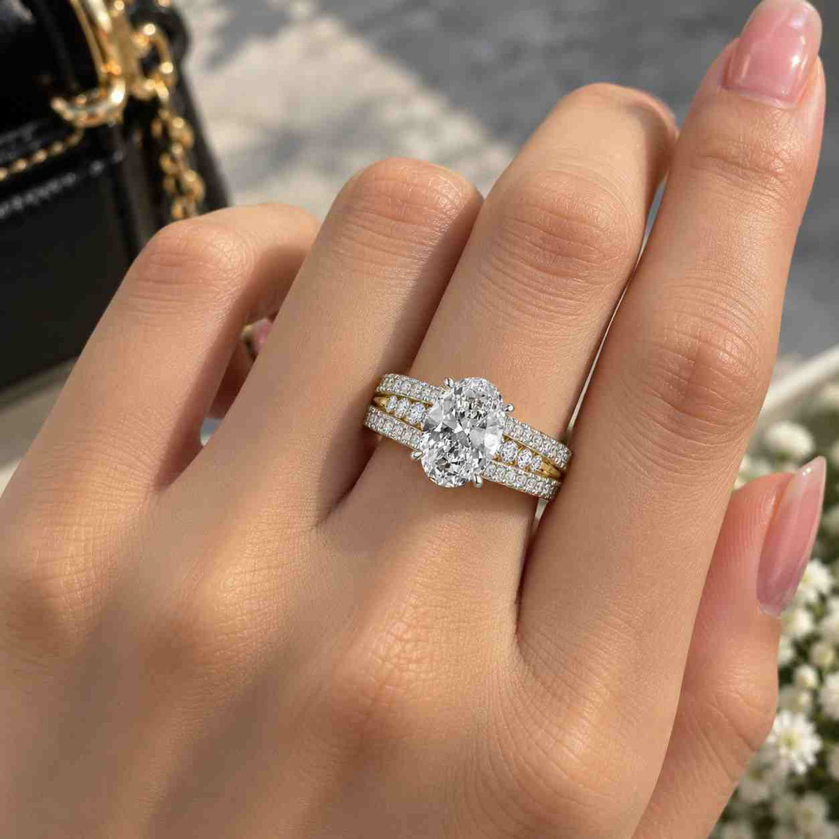 anniversary ring side pear diamond proposal ring real lab grown diamond hammer finish ring