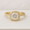 14K Cushion Cut Halo Diamond Engagement Ring with Moissanite Pave Set
