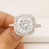 Cushion Cut Halo Moissanite Engagement Ring Pave Set Moissanite Ring for Women