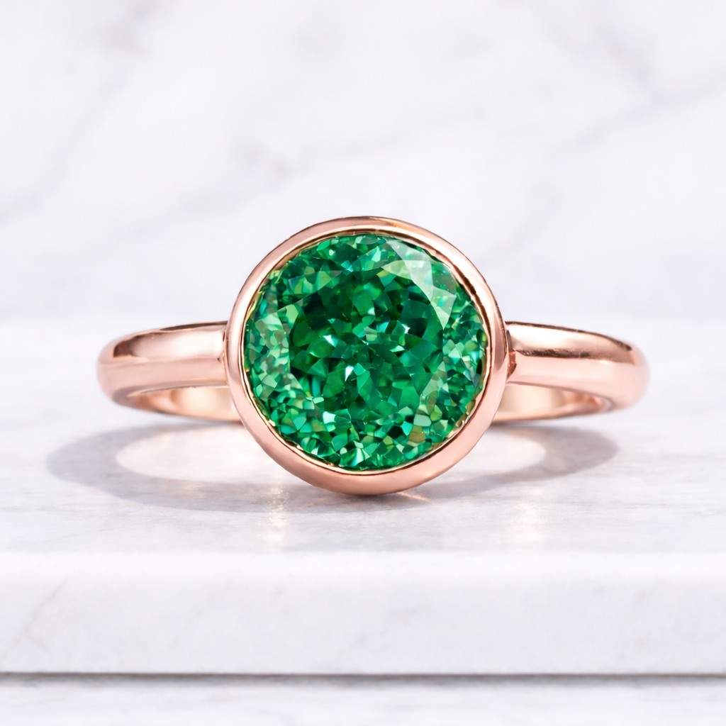 Antique 1.85 CT Portuguese Cut Green Moissanite Engagement Ring
