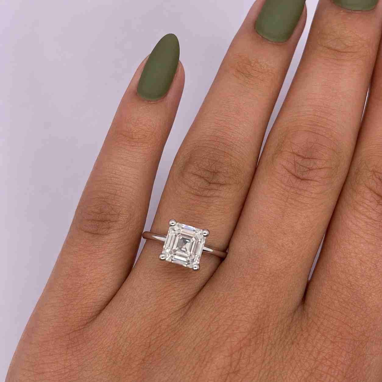 antique asscher cut lab grown diamond ring 5ct solitaire engagement ring