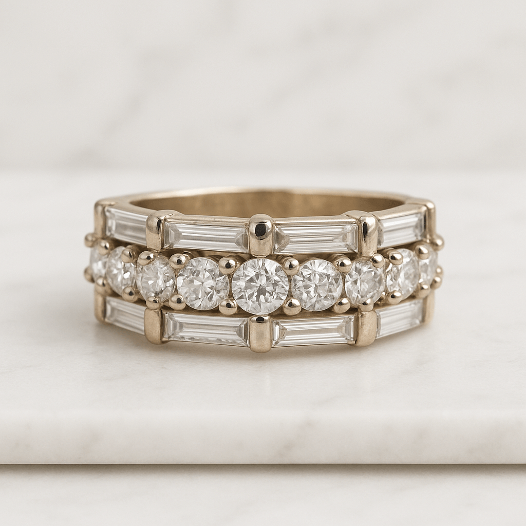 Antique Cluster Lab Diamond Ring for Women 14k Solid Gold Art Deco Wedding Ring