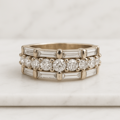 Antique Cluster Lab Diamond Ring for Women 14k Solid Gold Art Deco Wedding Ring