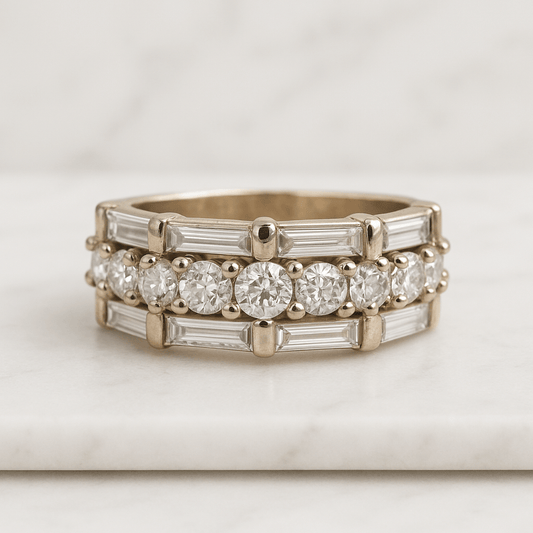 Antique Cluster Lab Diamond Ring for Women 14k Solid Gold Art Deco Wedding Ring