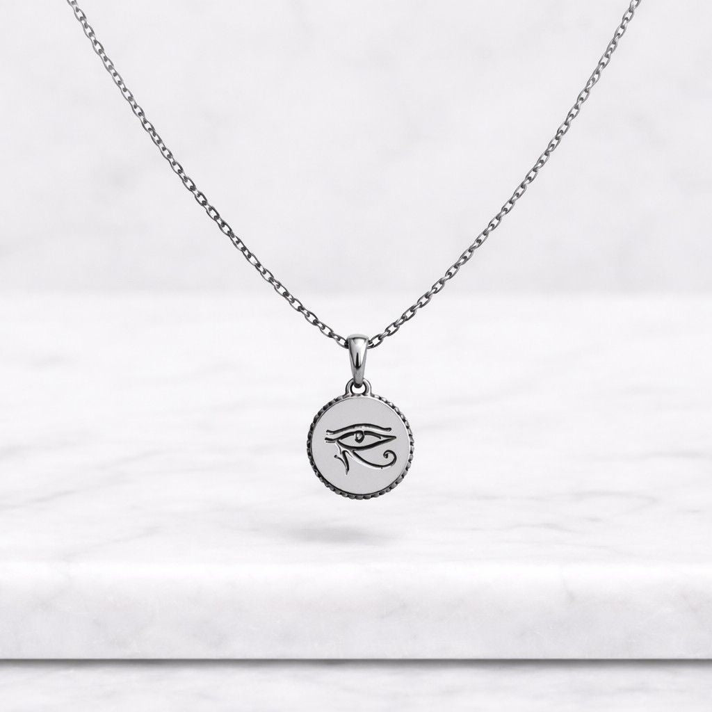 14k solid gold eye of horus necklace – egyptian protection amulet | ancient symbol pendant | spiritual gift for him or her | unisex jewelry
