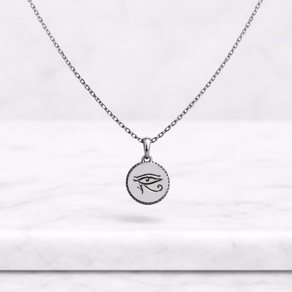 14K Solid Gold Eye of Horus Necklace – Egyptian Protection Amulet | Ancient Symbol Pendant | Spiritual Gift for Him or Her | Unisex Jewelry
