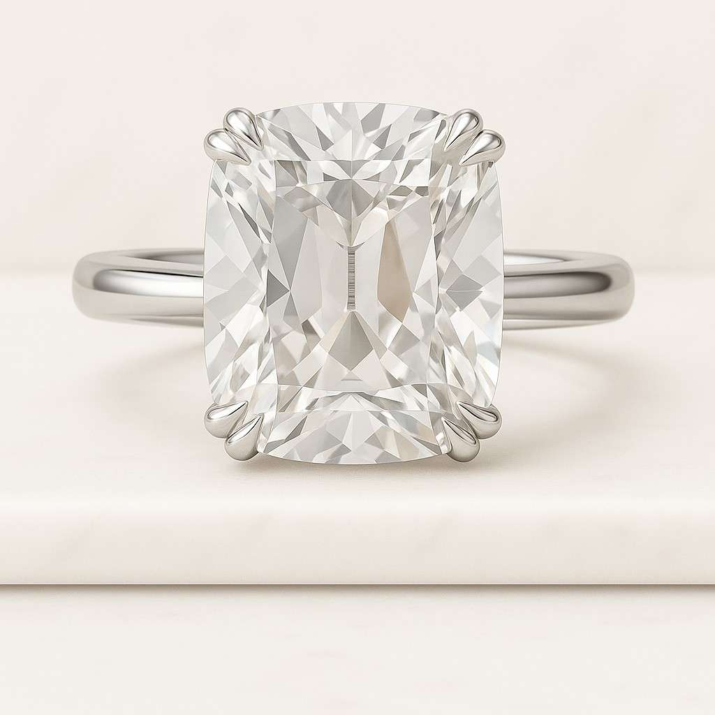 Antique Cushion Old Mine Cut Diamond Ring IGI Certified Lab Grown Diamond Engagement Ring