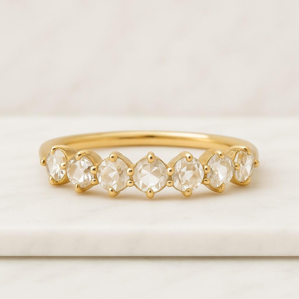 antique rose cut band half eternity wedding band round rose cut diamond engagement band