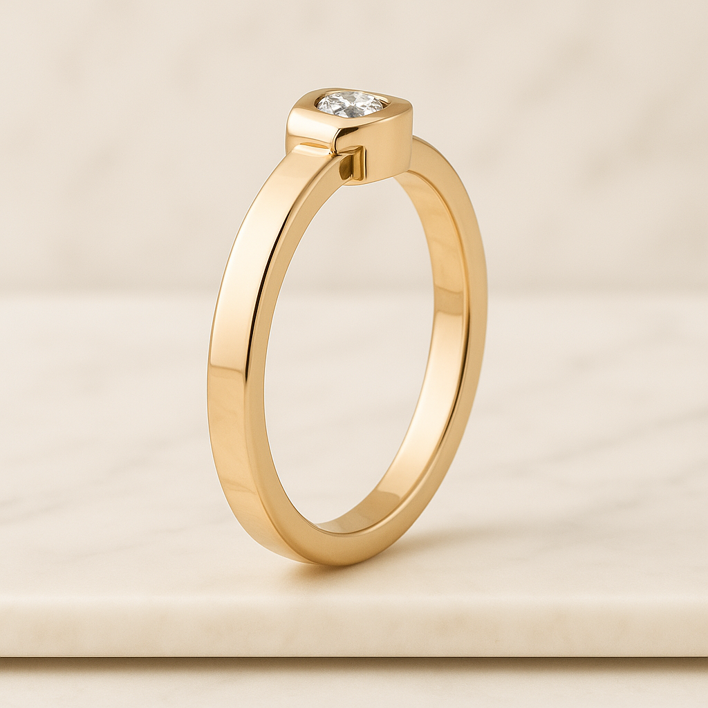 Antique Rose Cut Diamond Engagement Ring Low Profile Ring