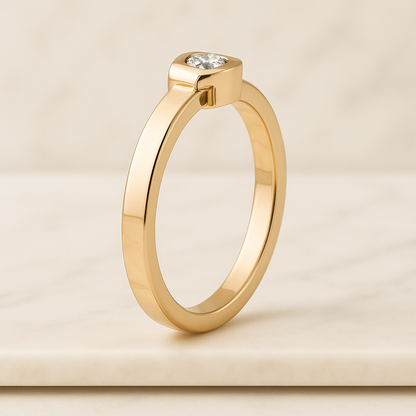 Antique Rose Cut Diamond Engagement Ring Low Profile Ring