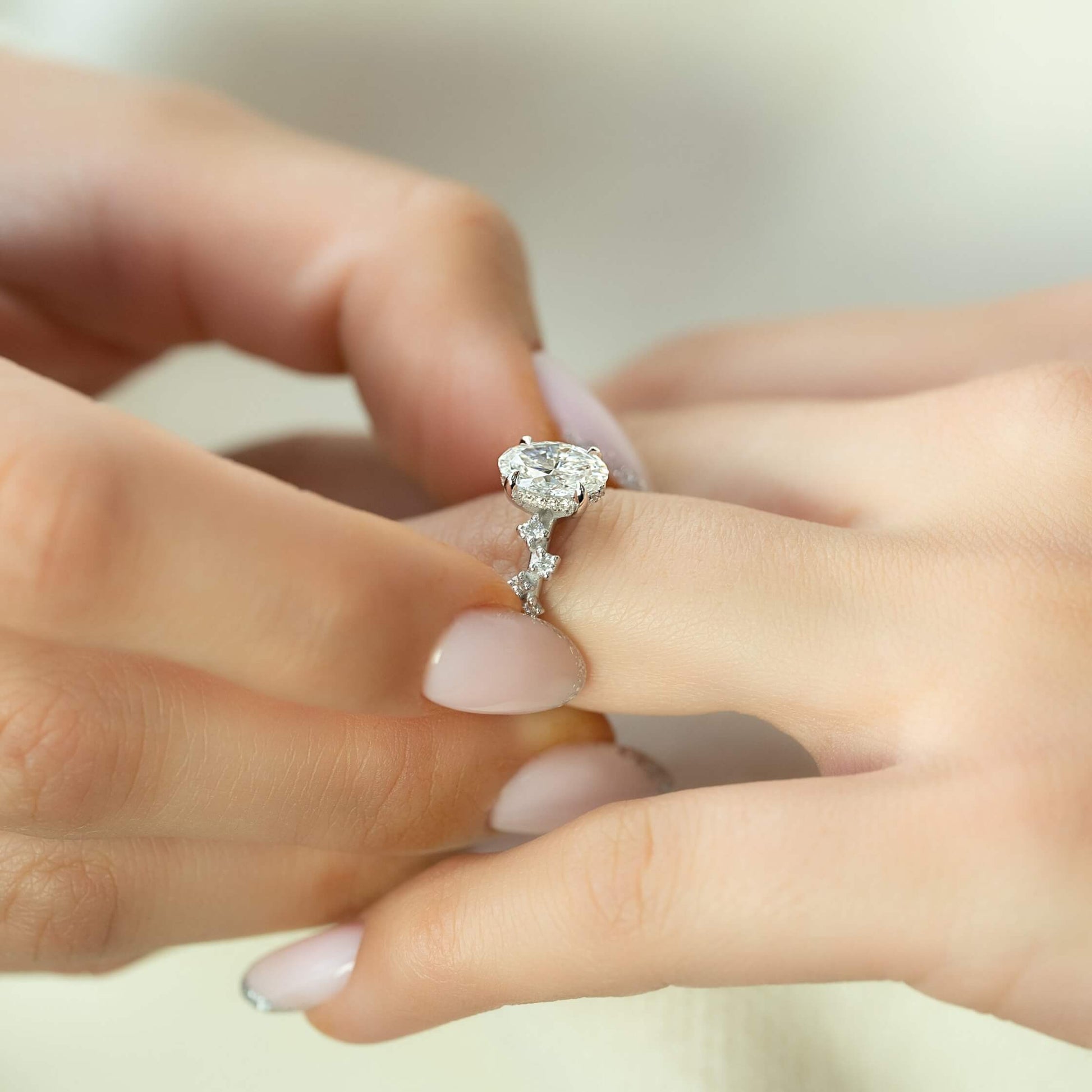 Antique Vintage Style Moissanite Engagement Ring, Gift for Her
