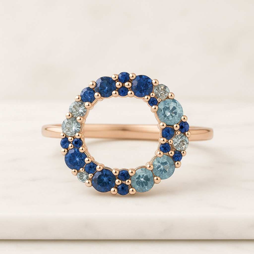 Aquamarine Full Eternity Band For Women 14k Gold London Blue Topaz Wedding Band East West Multi Gemstone Engagement Band