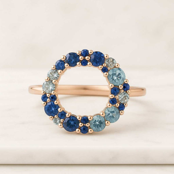 Aquamarine Full Eternity Band For Women 14k Gold London Blue Topaz Wedding Band East West Multi Gemstone Engagement Band