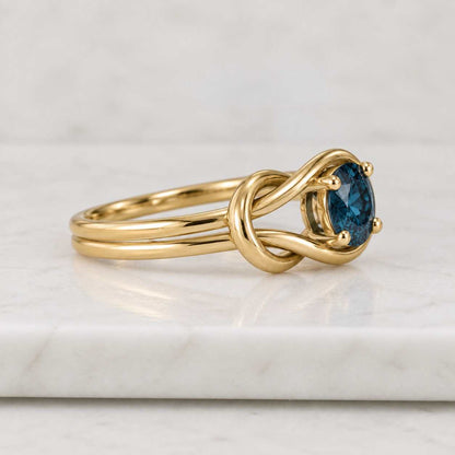 Art Deco London Blue Topaz Ring, Pave Diamond, 925 Sterling Silver
