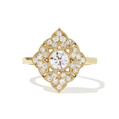 Art Deco RIng, 1 Ct Round Cut Diamond Ring, White Gold Vintage Wedding Anniversary Ring for Women's & Girl's