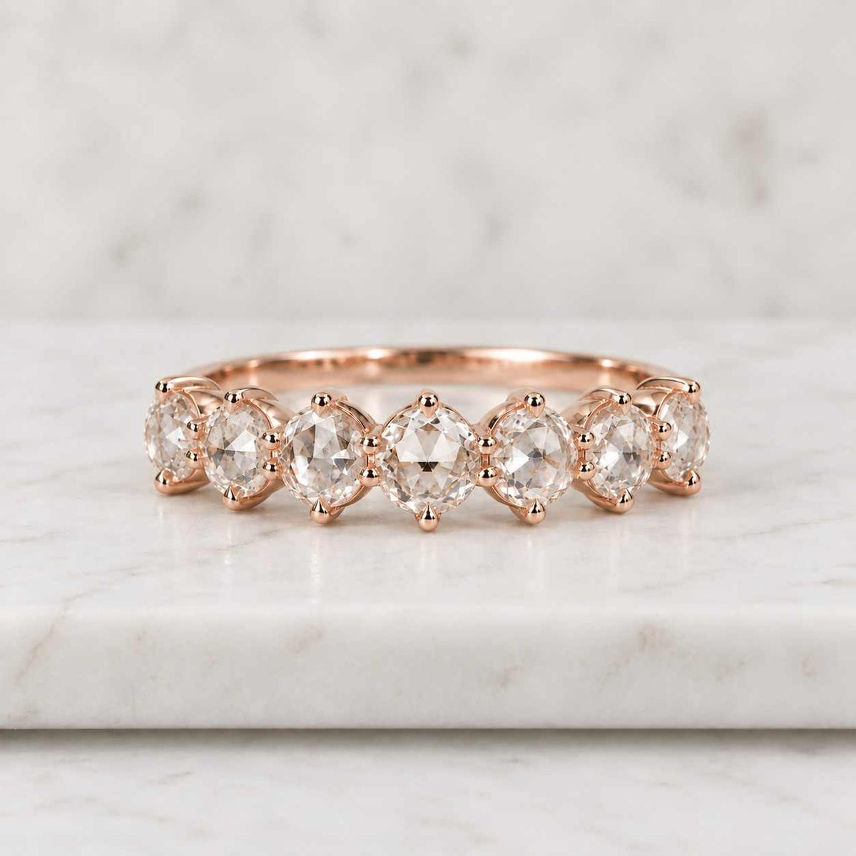 Art Deco Round Cut 1-3CT Moissanite Diamond Wedding Ring, Half Eternity Promise Ring
